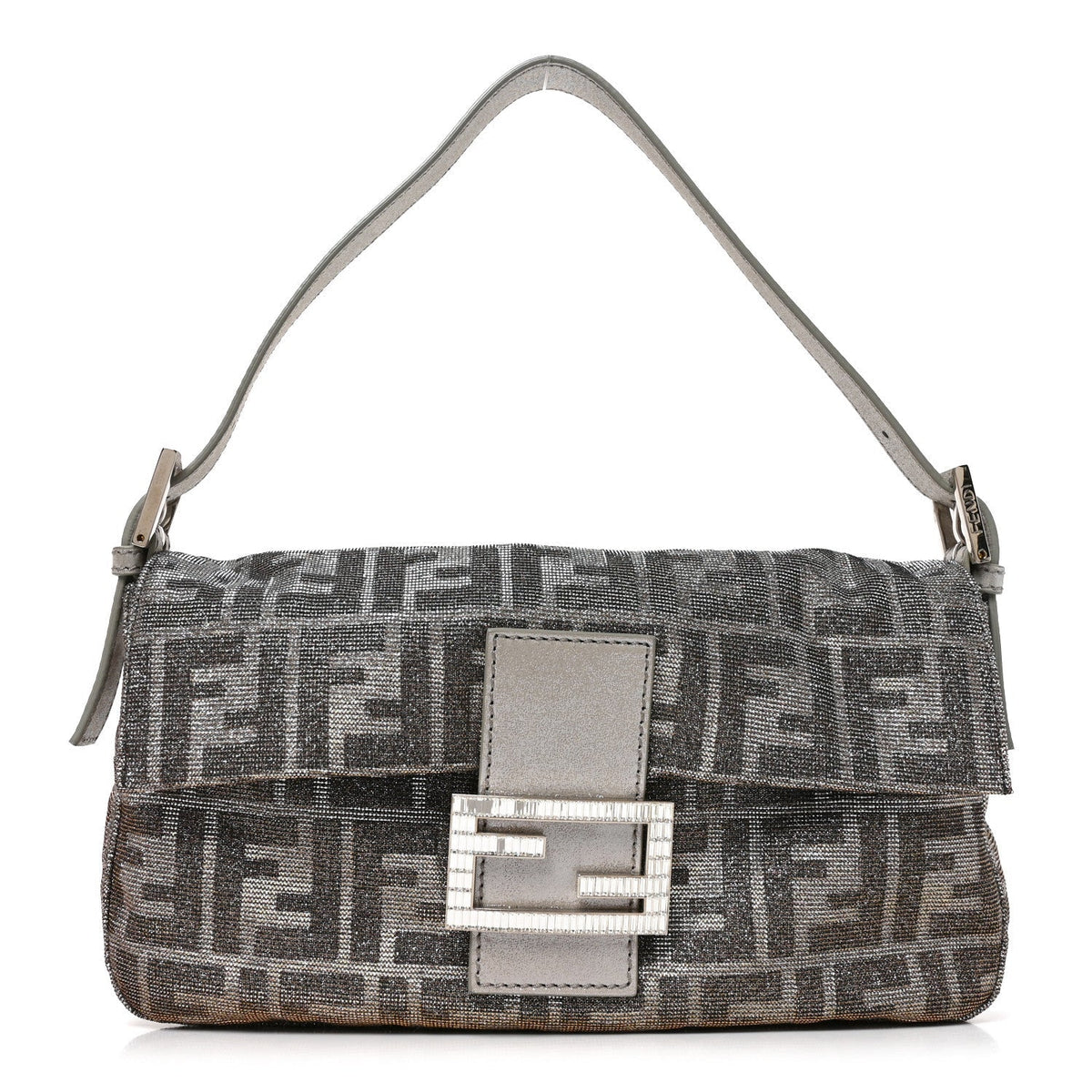 Metallic Lurex Zucca Vitello Baguette Argento
