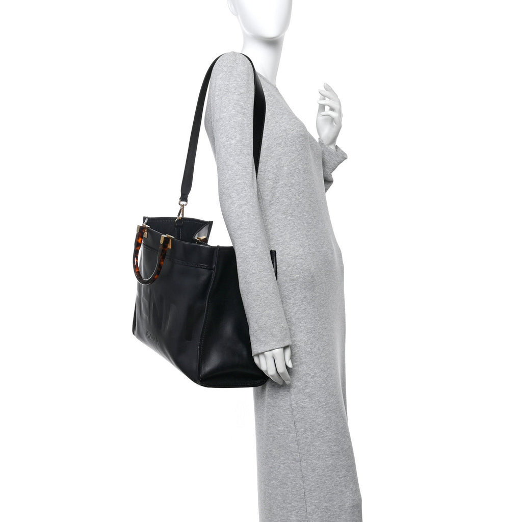 Vitello King Plexiglass Medium Fendi Sunshine Shopper Black