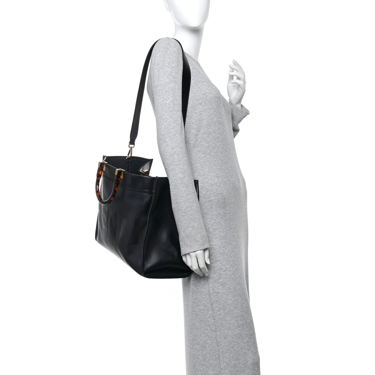 Vitello King Plexiglass Medium Fendi Sunshine Shopper Black