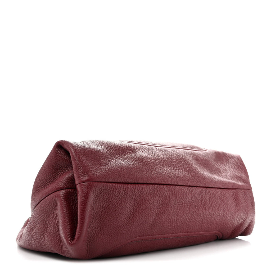 Grained Calfskin Softbit Maxi Shoulder Bag Rosso Ancora