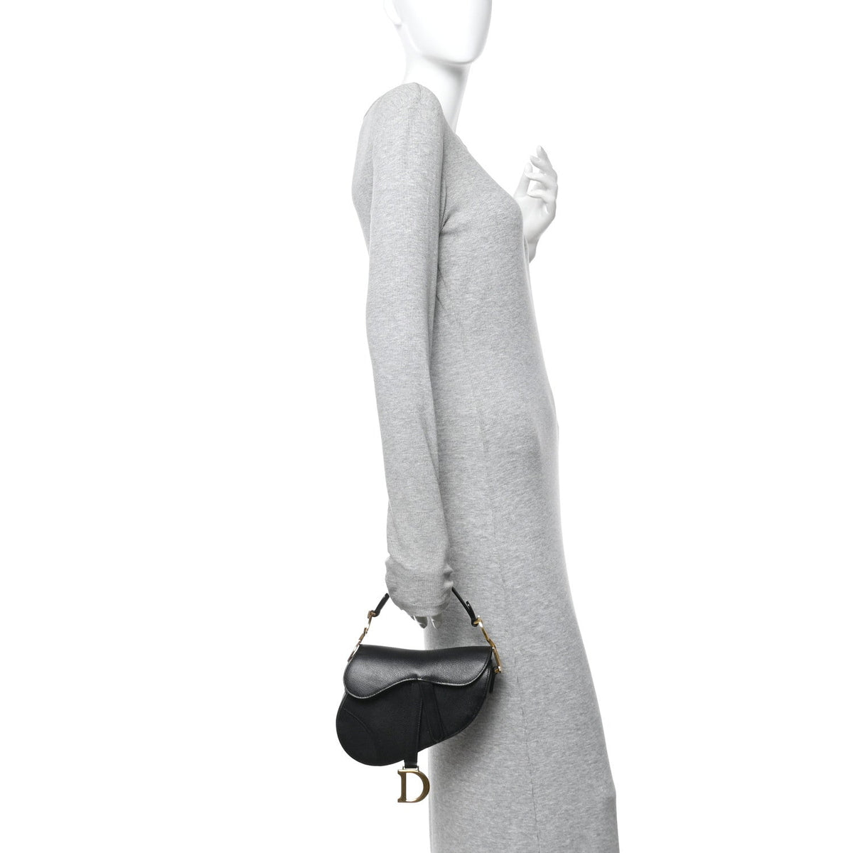 Grained Calfskin Mini Saddle Bag Black