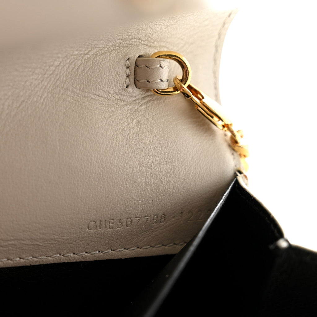 Calfskin Crocodile Embossed Monogram Uptown Chain Wallet Crema Soft