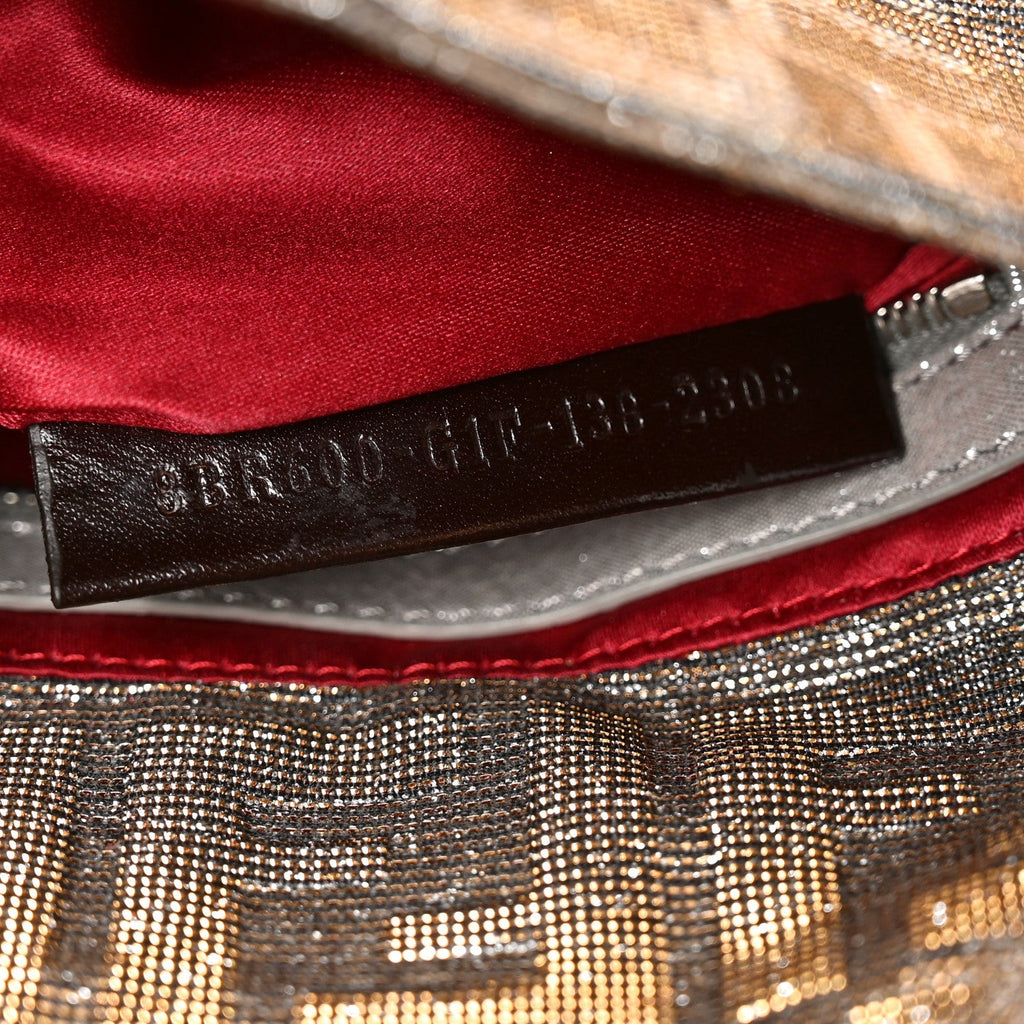 Metallic Lurex Zucca Vitello Baguette Argento