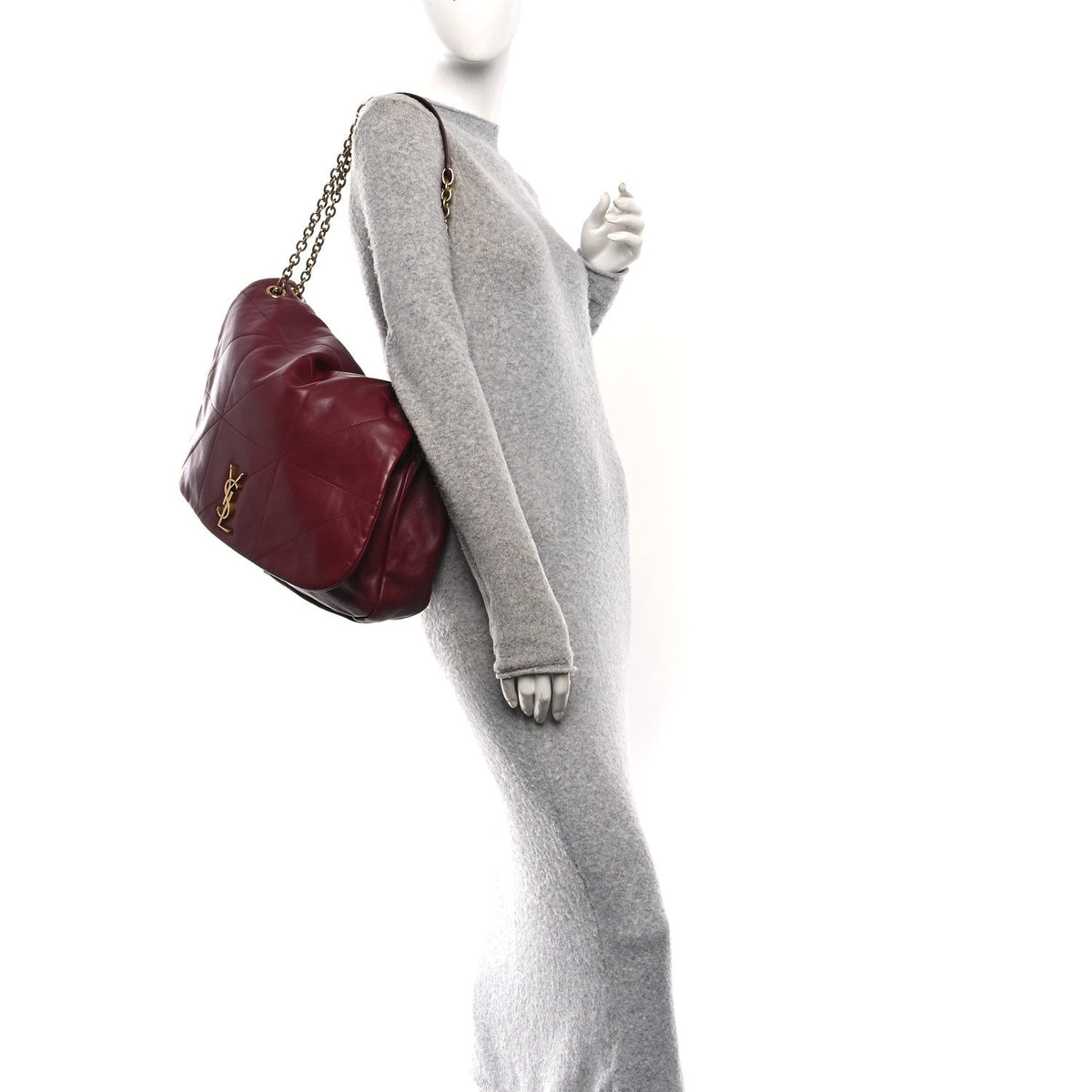 Lambskin Matelasse Monogram Large Jamie 4.3 New Dark Bordeaux