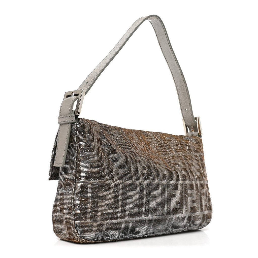 Metallic Lurex Zucca Vitello Baguette Argento