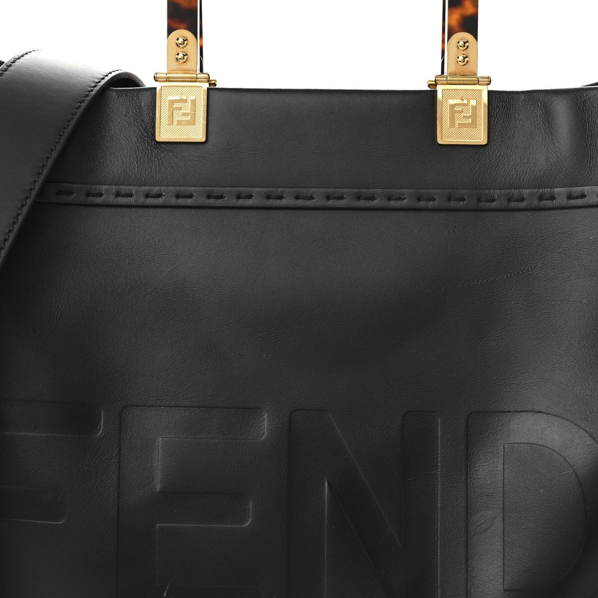 Vitello King Plexiglass Medium Fendi Sunshine Shopper Black