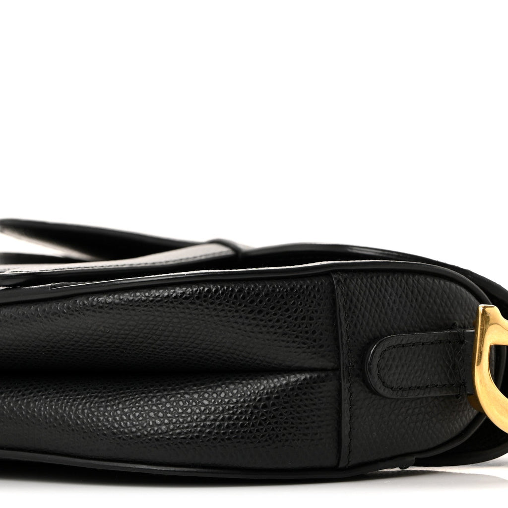 Grained Calfskin Mini Saddle Bag Black
