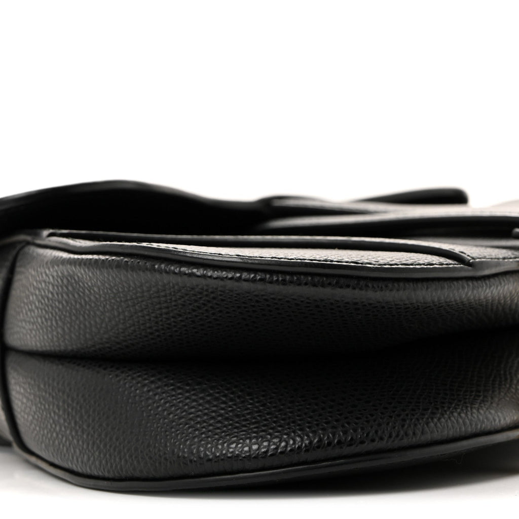 Grained Calfskin Mini Saddle Bag Black