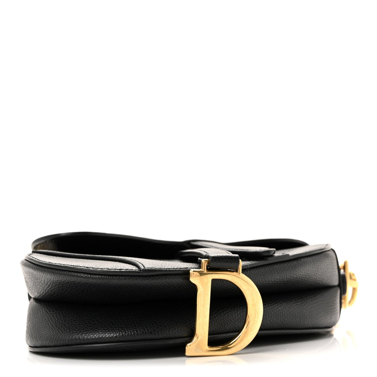 Grained Calfskin Mini Saddle Bag Black