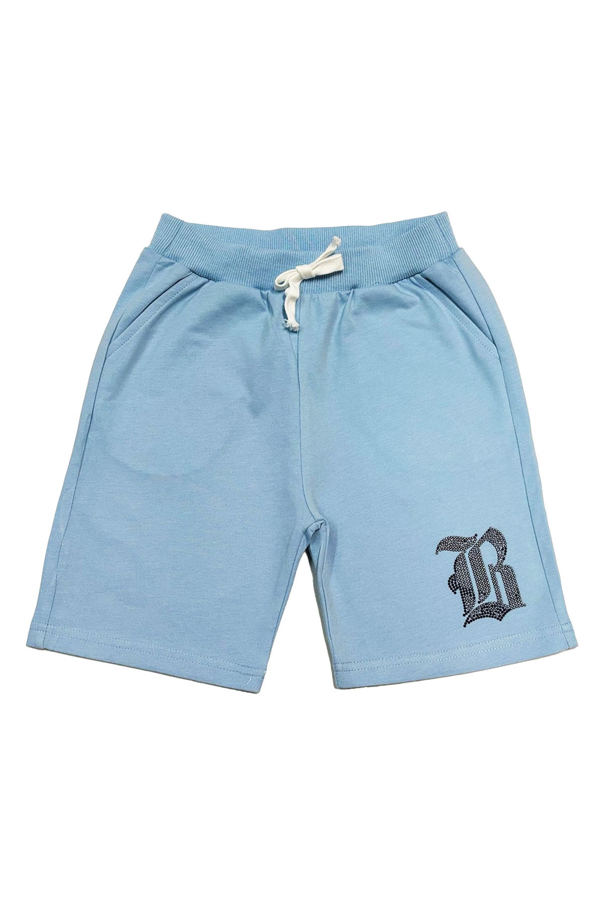 Kids Black Label "B" Black Bling Cotton Shorts