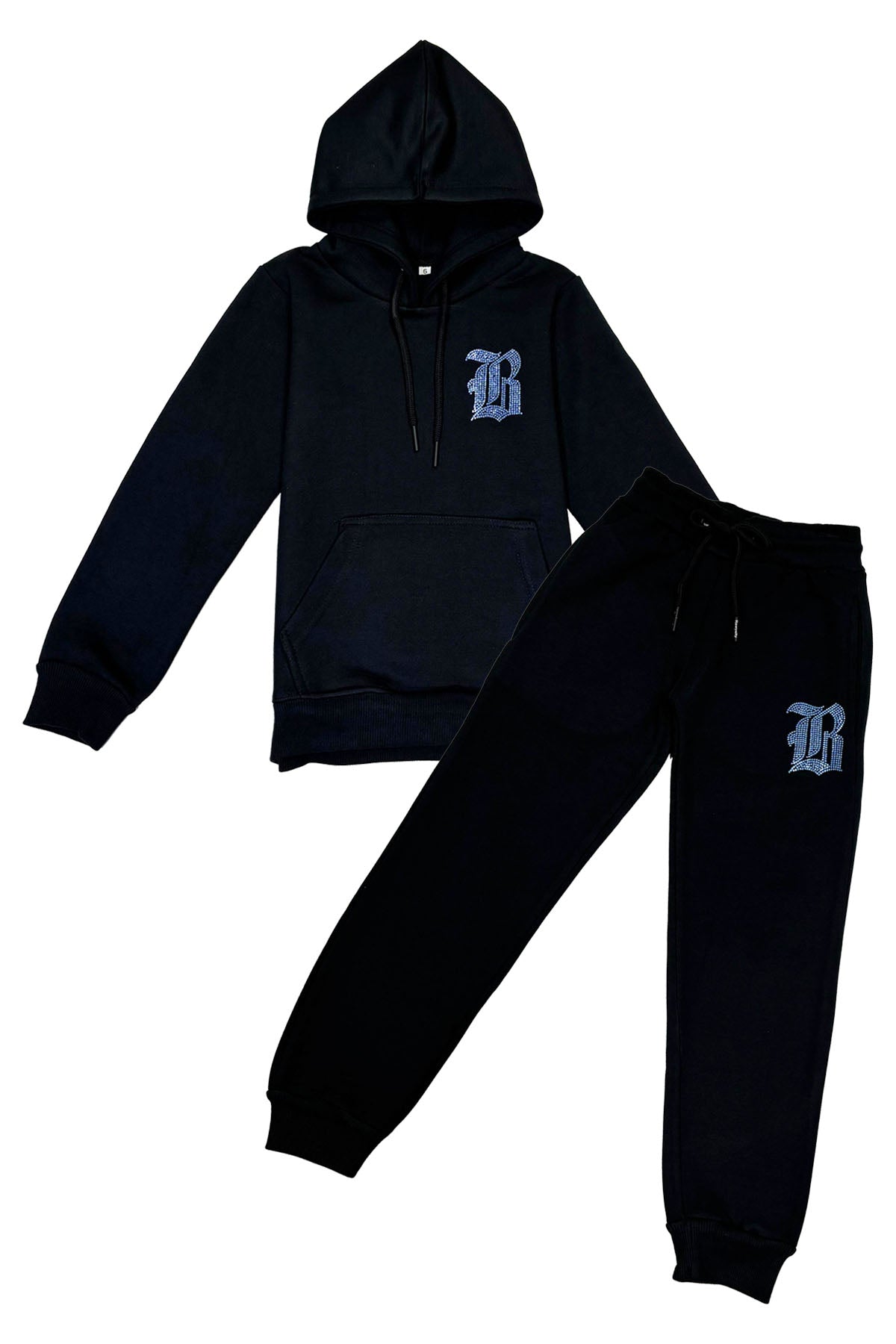 Kids Black Label Light Blue Bling Hoodie and Jogger Set
