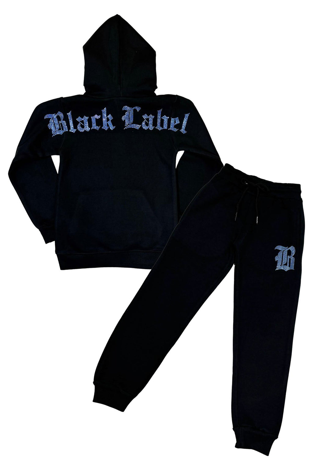 Kids Black Label Light Blue Bling Hoodie and Jogger Set