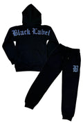Kids Black Label Light Blue Bling Hoodie and Jogger Set