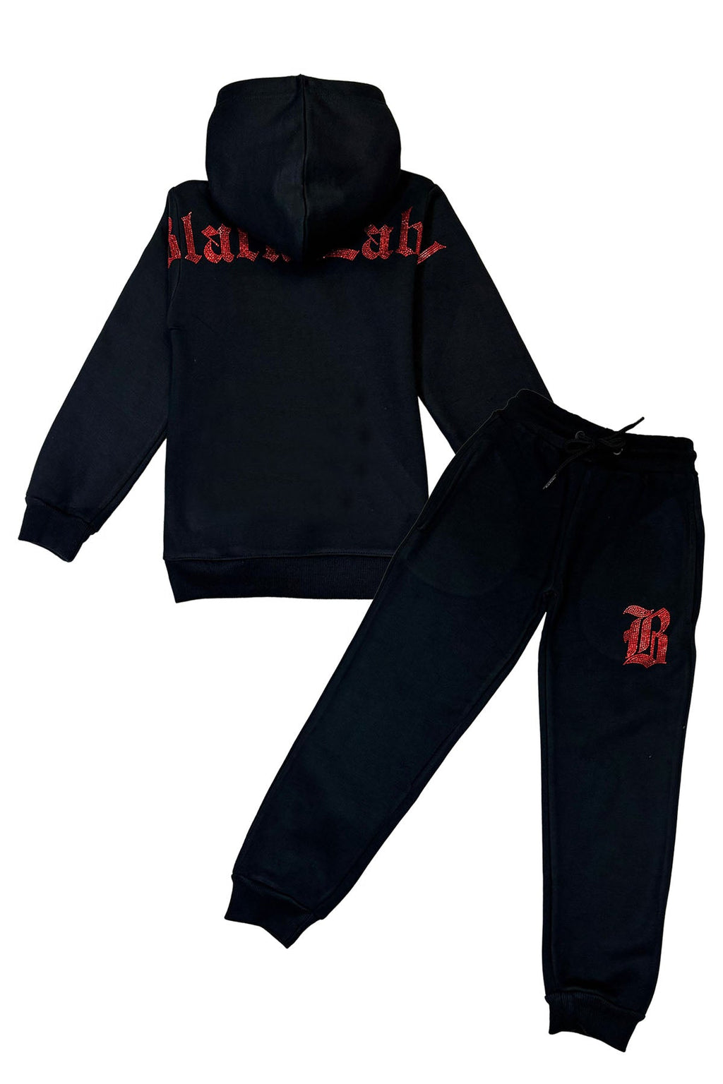 Kids Black Label Red Bling Hoodie and Jogger Set