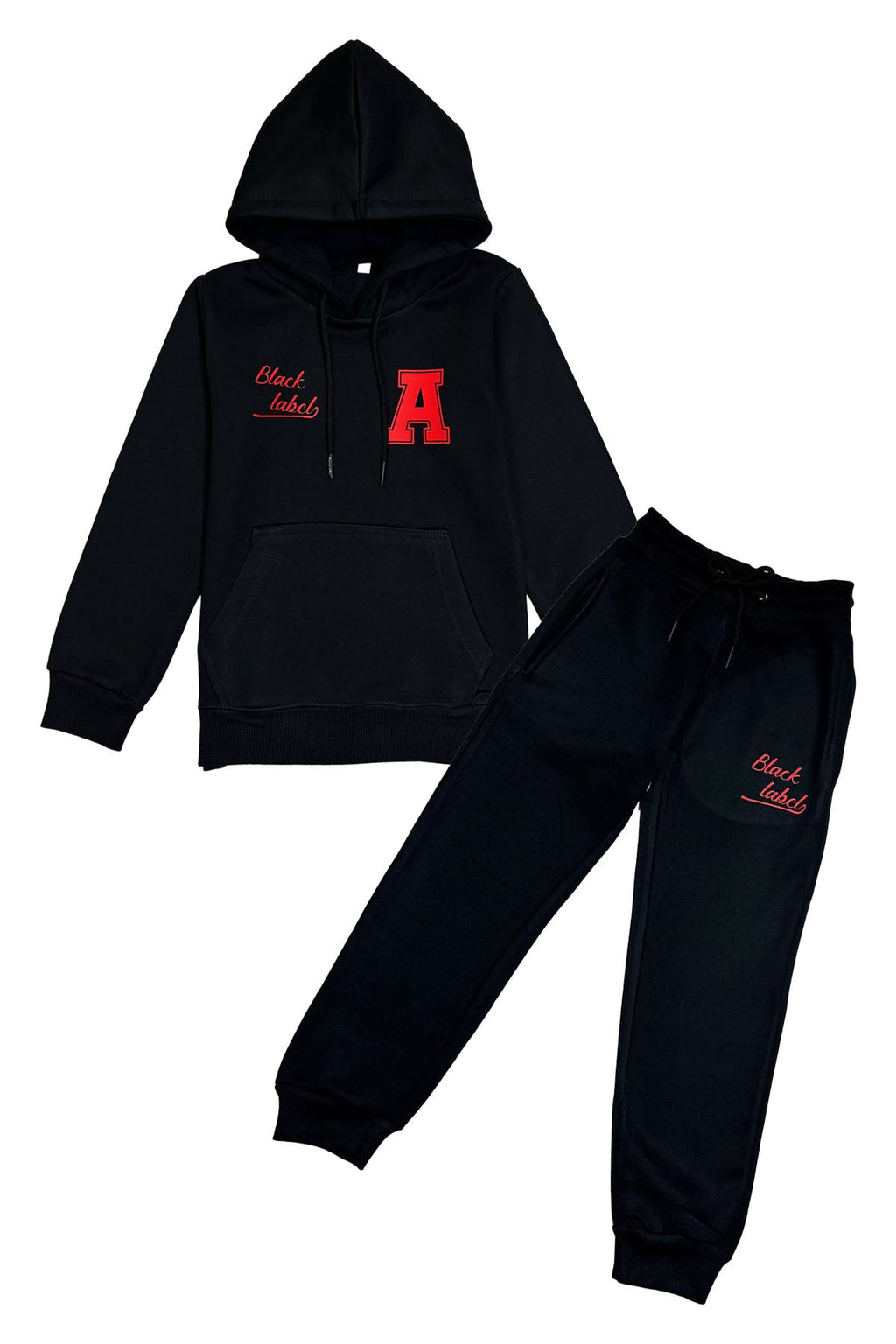 Kids Black Label Dept Red Silicone Hoodie and Jogger Set