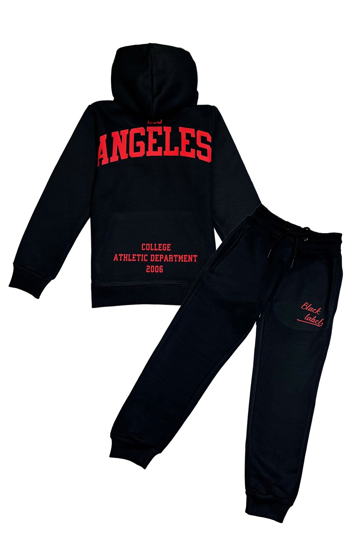 Kids Black Label Dept Red Silicone Hoodie and Jogger Set