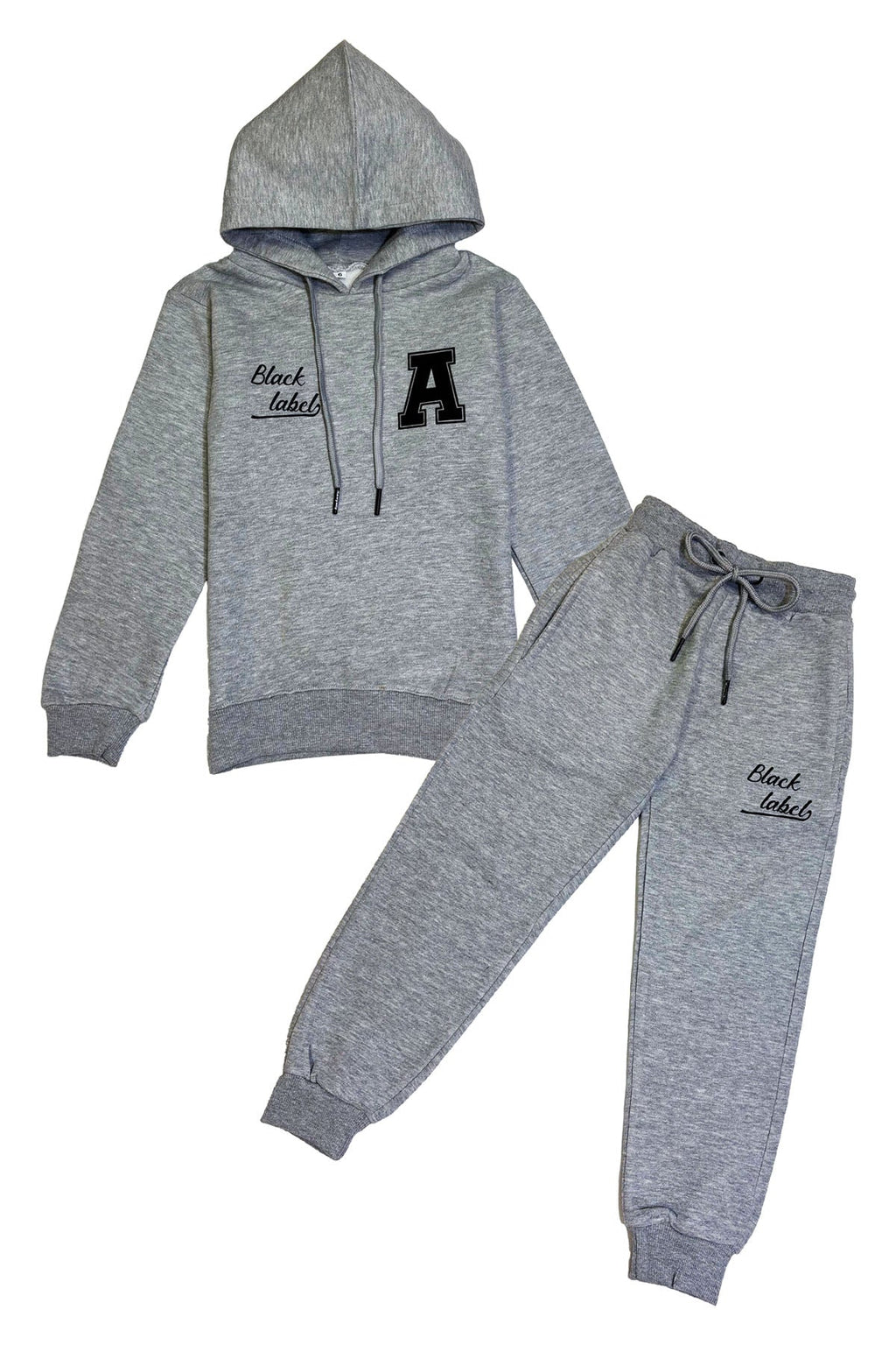 Kids Black Label Dept Black Silicone Hoodie and Jogger Set