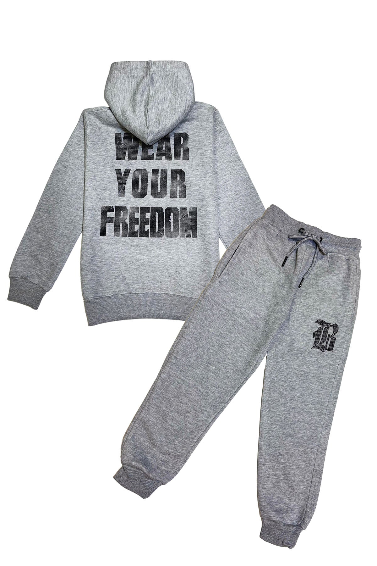 Kids Black Label Freedom Black Bling Hoodie and Jogger Set