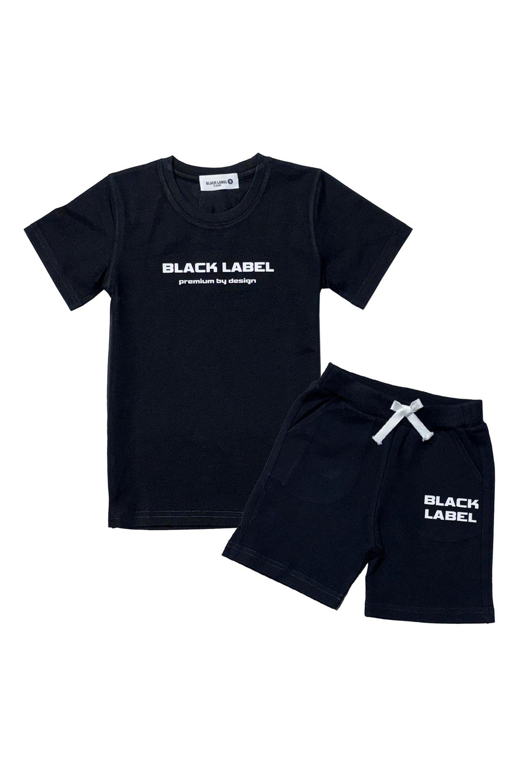 Kids Black Label BL6 White Silicone T-Shirt and Cotton Shorts Set