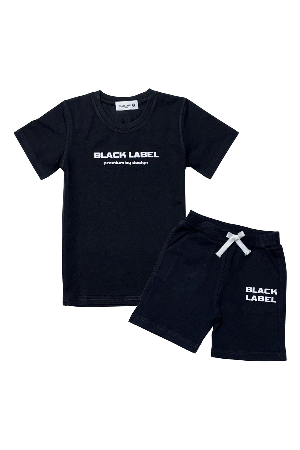 Kids Black Label BL6 White Silicone T-Shirt and Cotton Shorts Set