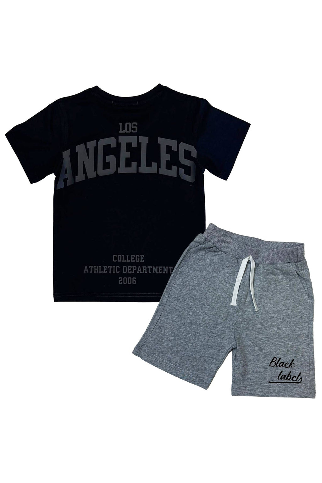 Kids Black Label Dept Black Silicone T-Shirt and Cotton Shorts Set