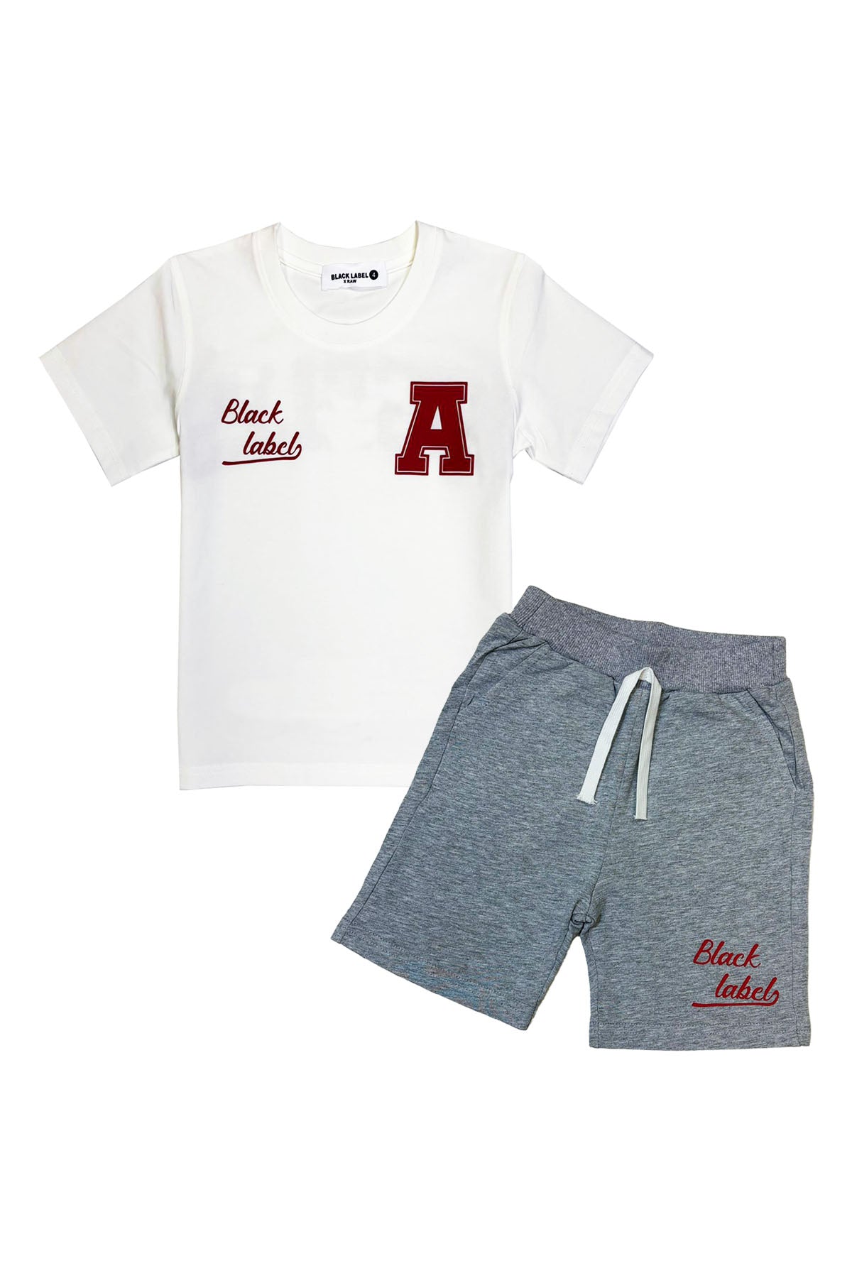 Kids Black Label Dept Red Silicone T-Shirt and Cotton Shorts Set