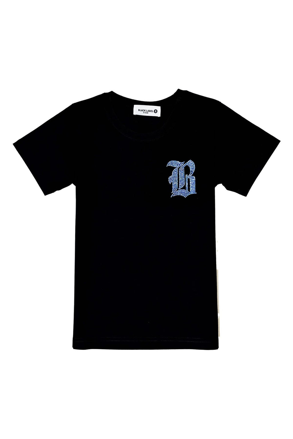 Kids Black Label Light Blue Bling Crew Neck T-Shirt