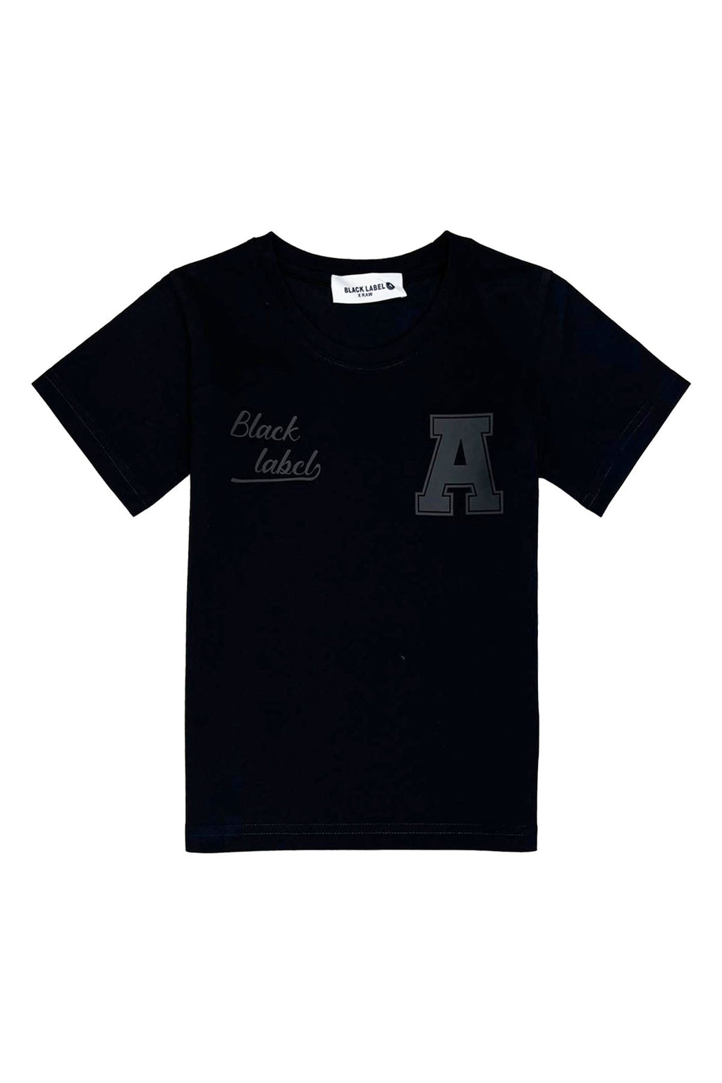 Kids Black Label Dept Black Silicone Crew Neck T-Shirt