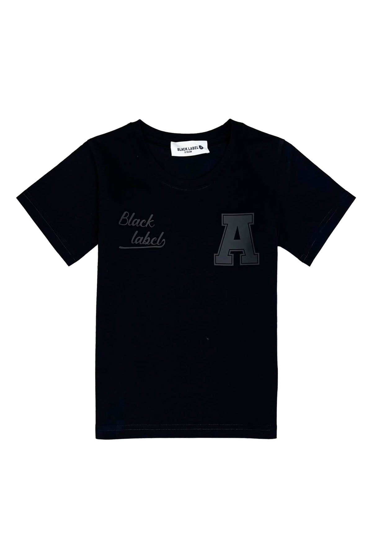 Kids Black Label Dept Black Silicone Crew Neck T-Shirt
