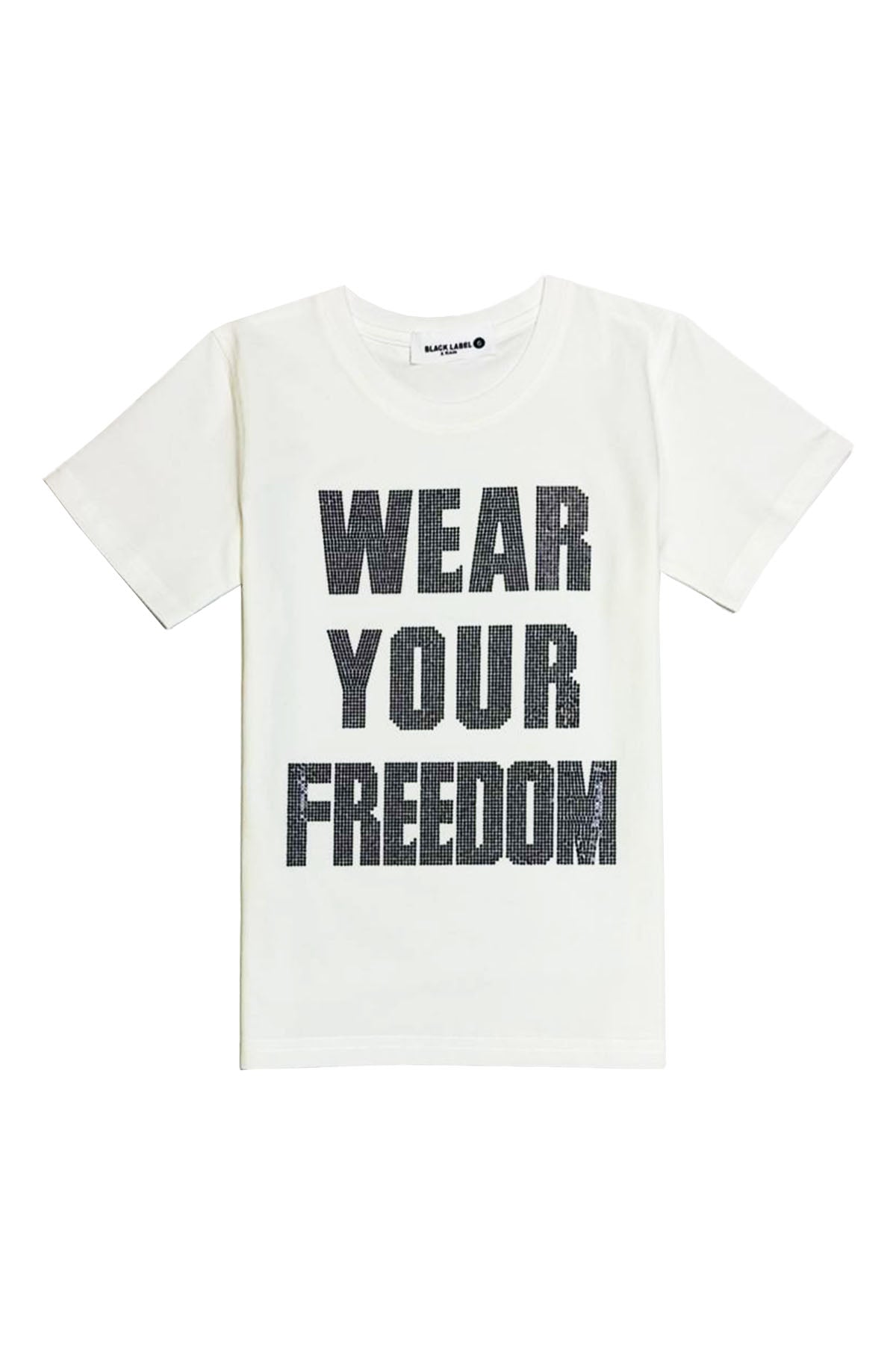 Kids Black Label Freedom Black Bling Crew Neck T-Shirt
