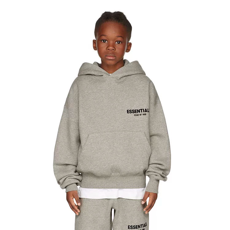 Essentials Children's Hoodie 24ss Oat Color Trendy Brand Men's and Women's Loose Hooded and Velvet Set