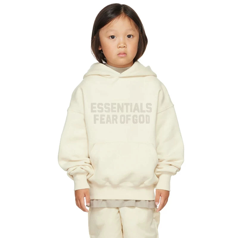 Essentials Children's Hoodie 23ss Pink Orange Trendy Brand Men's and Women's Loose Hooded and Velvet Set