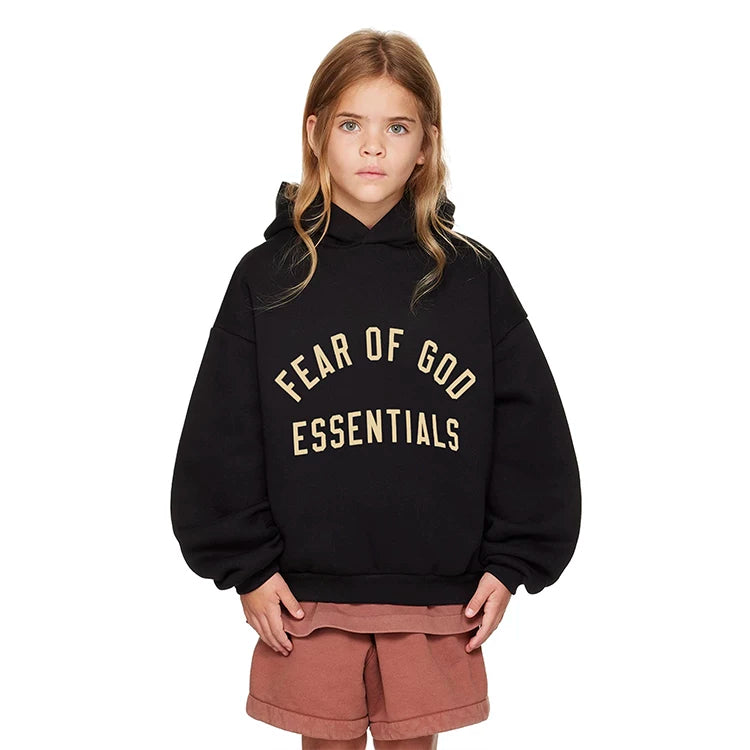 Essentials Children's Hoodie 24ss Front Arched Word Trendy Brand Boys and Girls Wide Loose Hooded Fleece