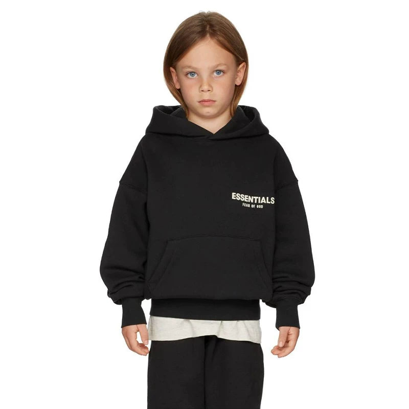 Essentials Children's Hoodie 24ss Oat Color Trendy Brand Men's and Women's Loose Hooded and Velvet Set