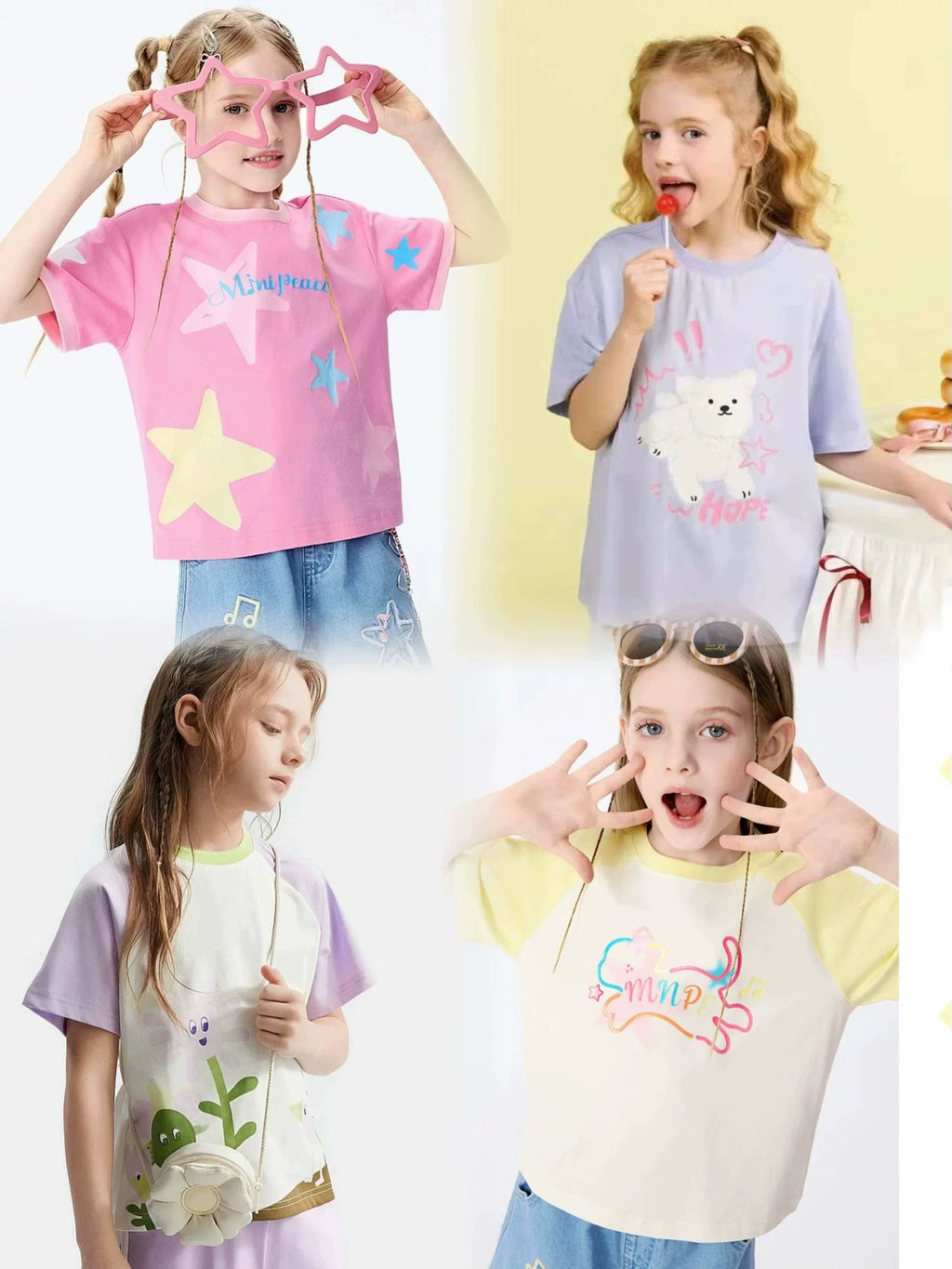 Ma 110 to 170 Girls' Summer Short sleeved T-shirt Summer New Children's Cartoon Collection Link