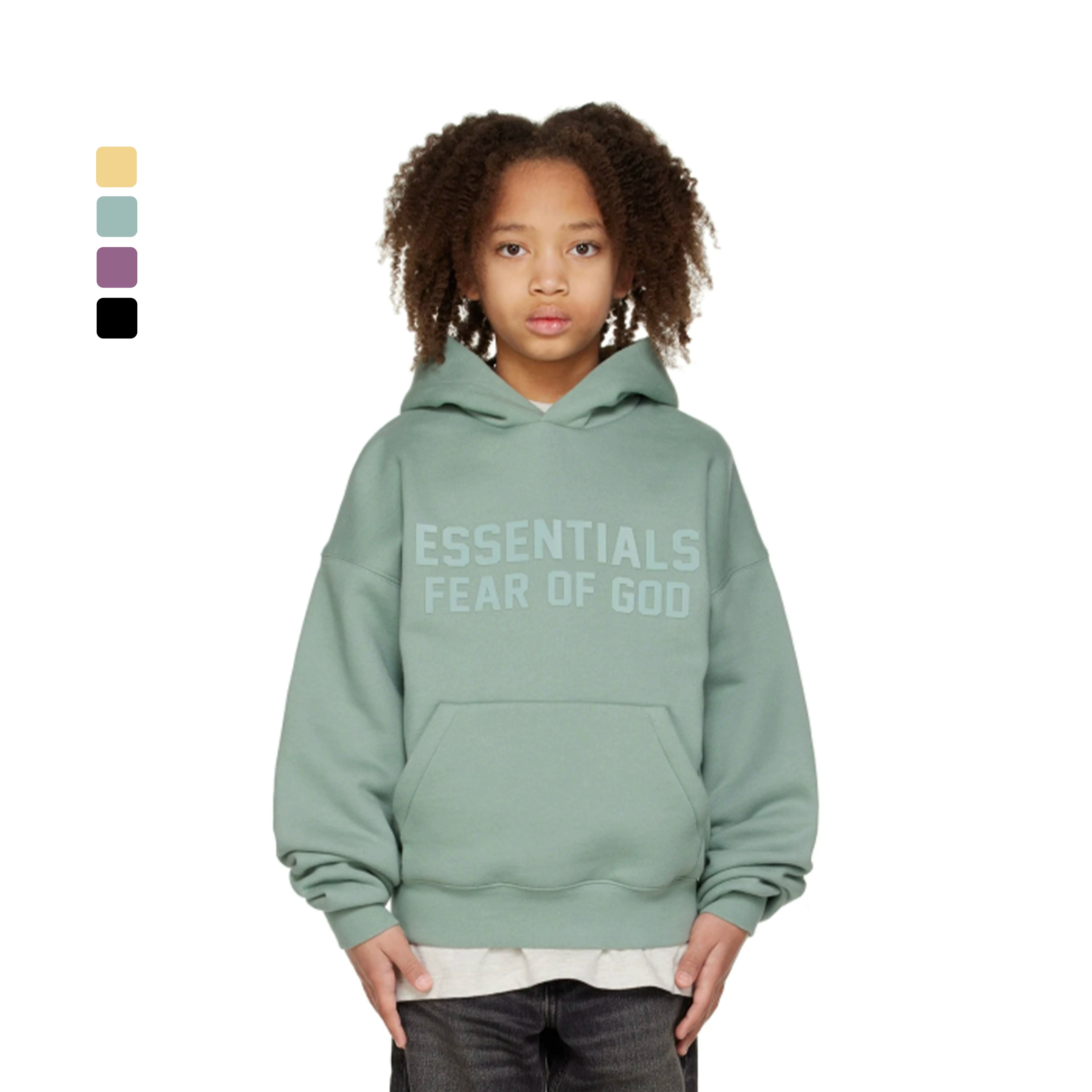 Essentials Children's Hoodie 24ss Haze Blue Tide Brand Loose Hooded and Velvet Set for Boys and Girls