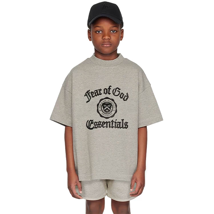 Essentials Children's Short Sleeve 25ss Series Holiday Men's and Women's T-shirts Summer Trendy Brand Children's Clothing Set