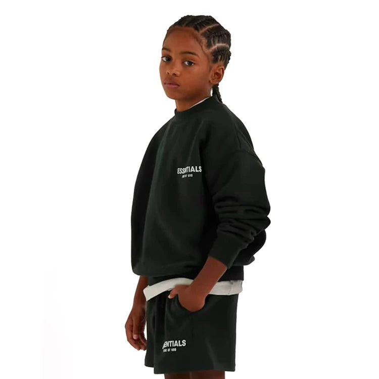 Essentials Children's Round Neck Hoodie 24ss Oat Color Trendy Brand Men's and Women's Loose Round Neck Fleece Set