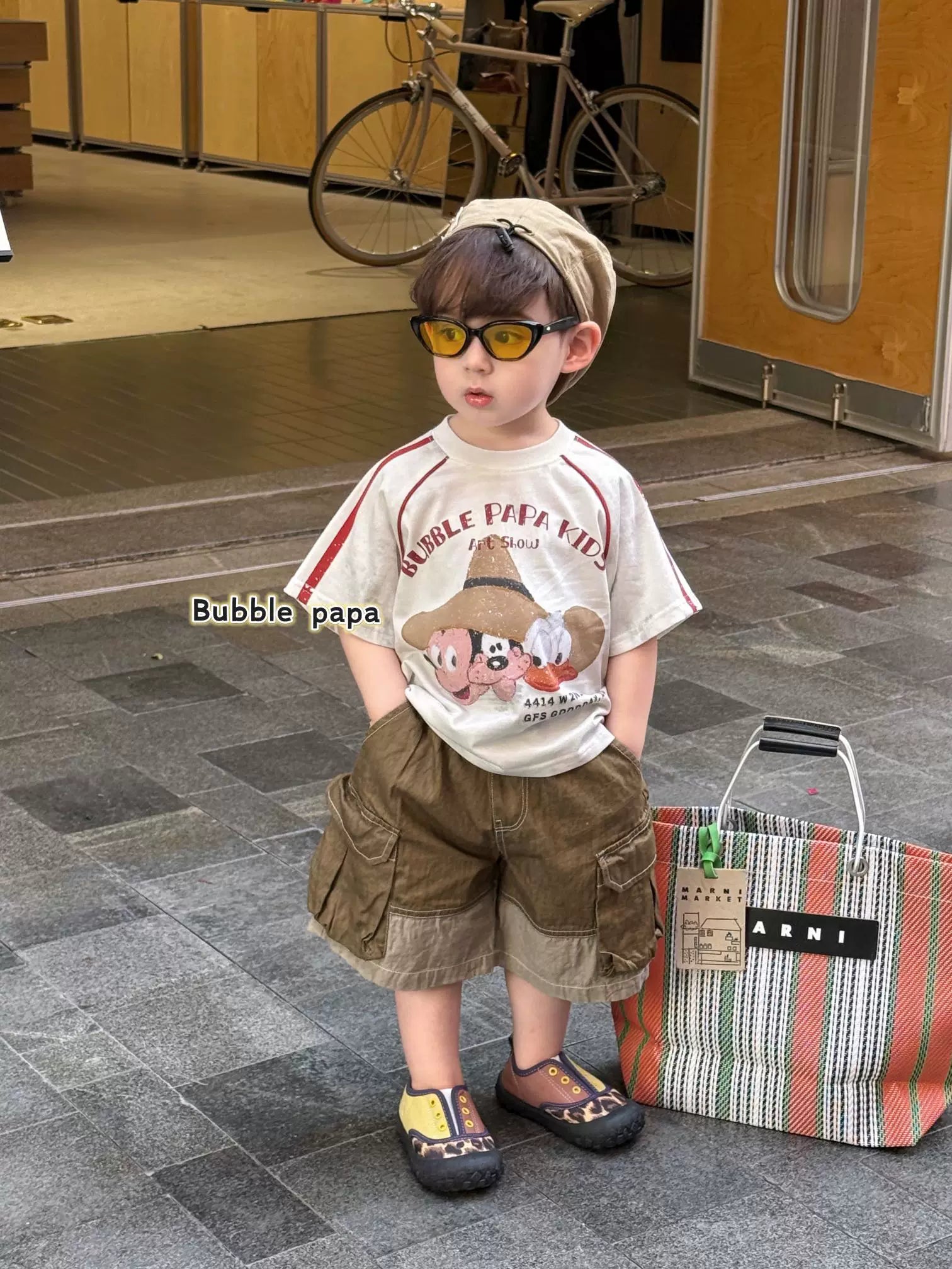 2026 summer new children's clothing half sleeved Korean style children's cartoon printed short sleeved T-shirt color blocked casual shorts