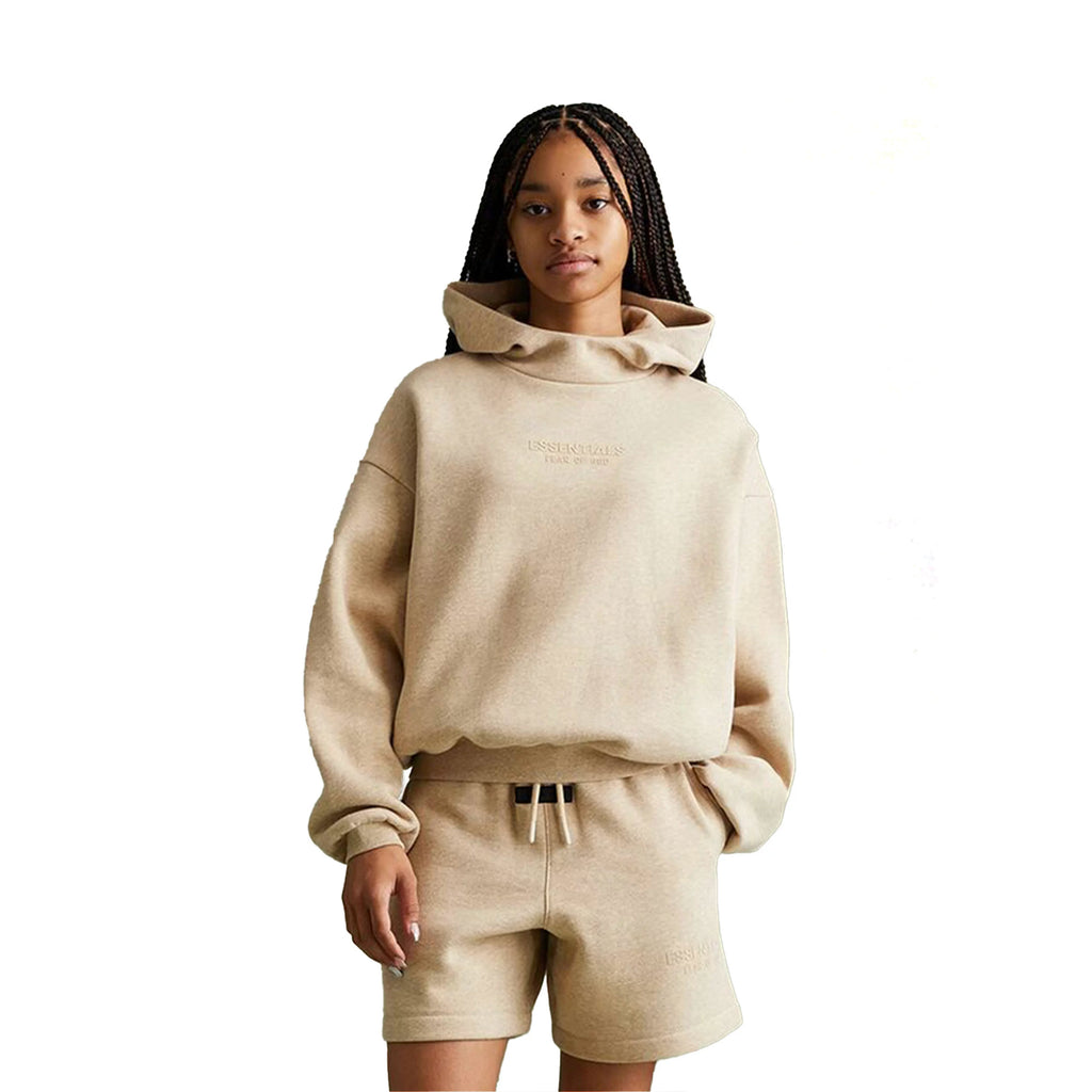 Essentials Children's Hoodie 24ss Front Small Font Trendy Brand Boys and Girls Wide Loose Hoodie with Velvet Set