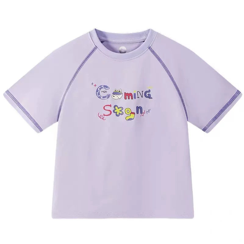 Ma 110 to 170 Girls' Summer Short sleeved T-shirt Summer New Children's Cartoon Collection Link