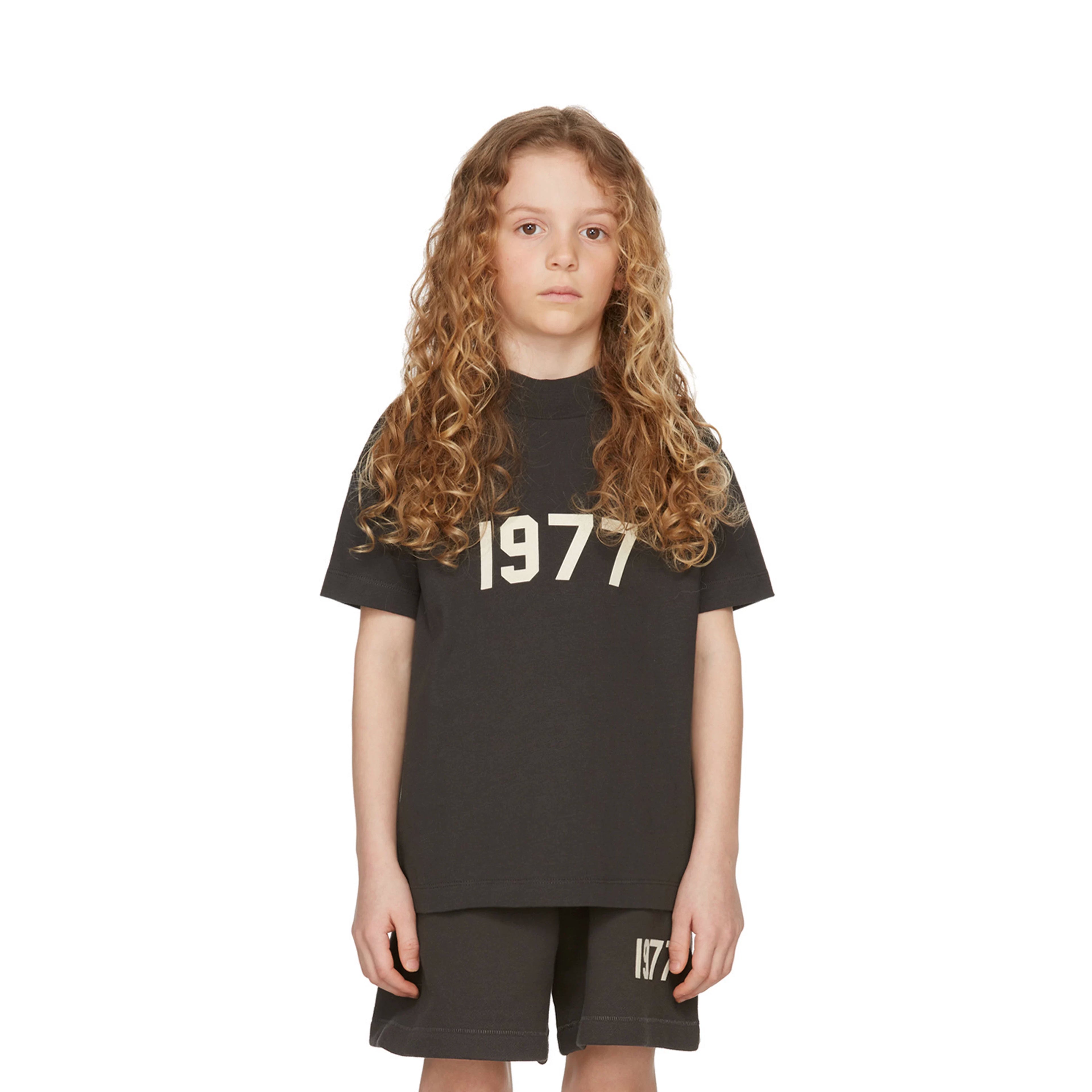 Essentials Children's Short sleeved T-shirt 1977 Printed Boys and Girls Summer Trendy Brand Children's Clothing Set Casual
