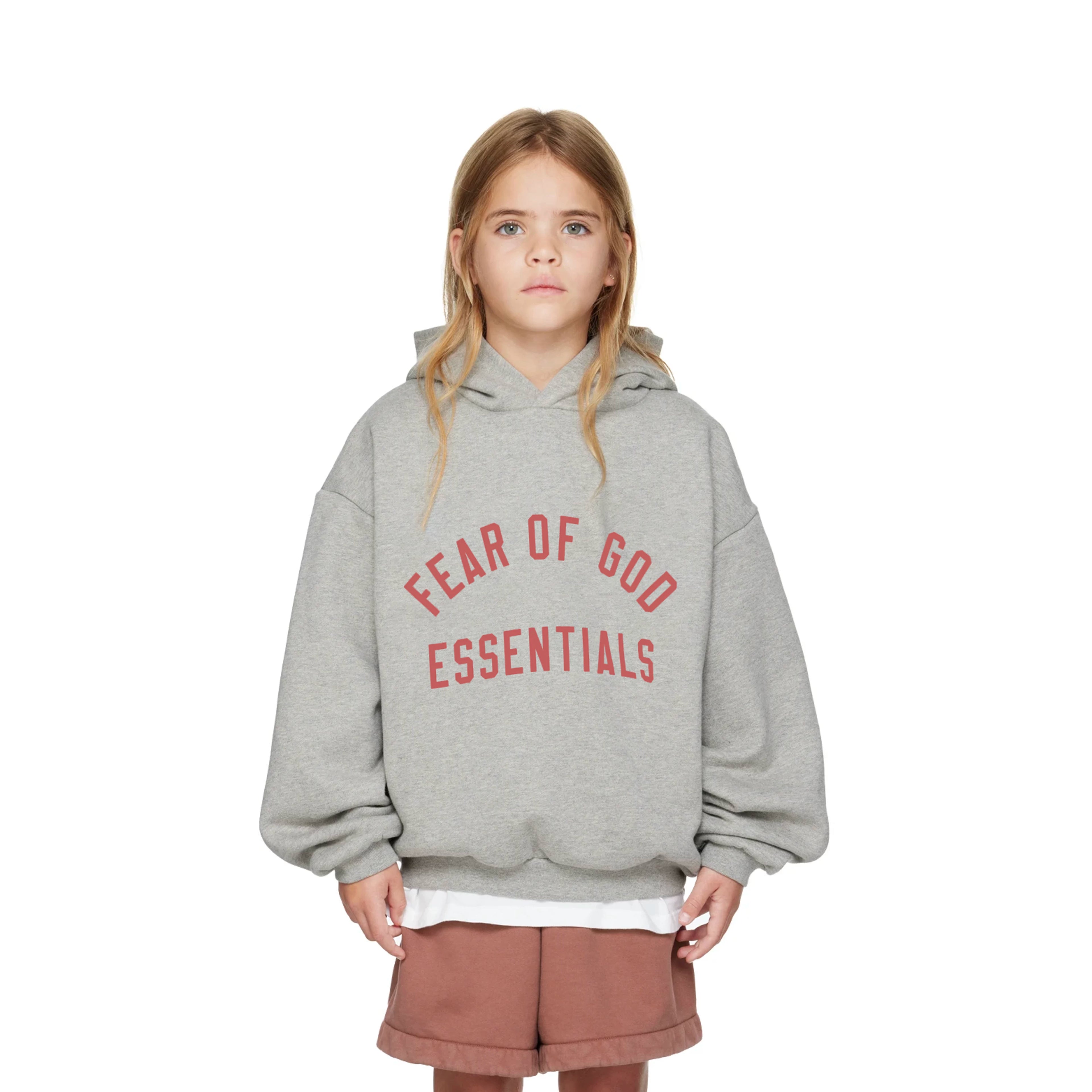 Essentials Children's Hoodie 24ss Front Arched Word Trendy Brand Boys and Girls Wide Loose Hooded Fleece