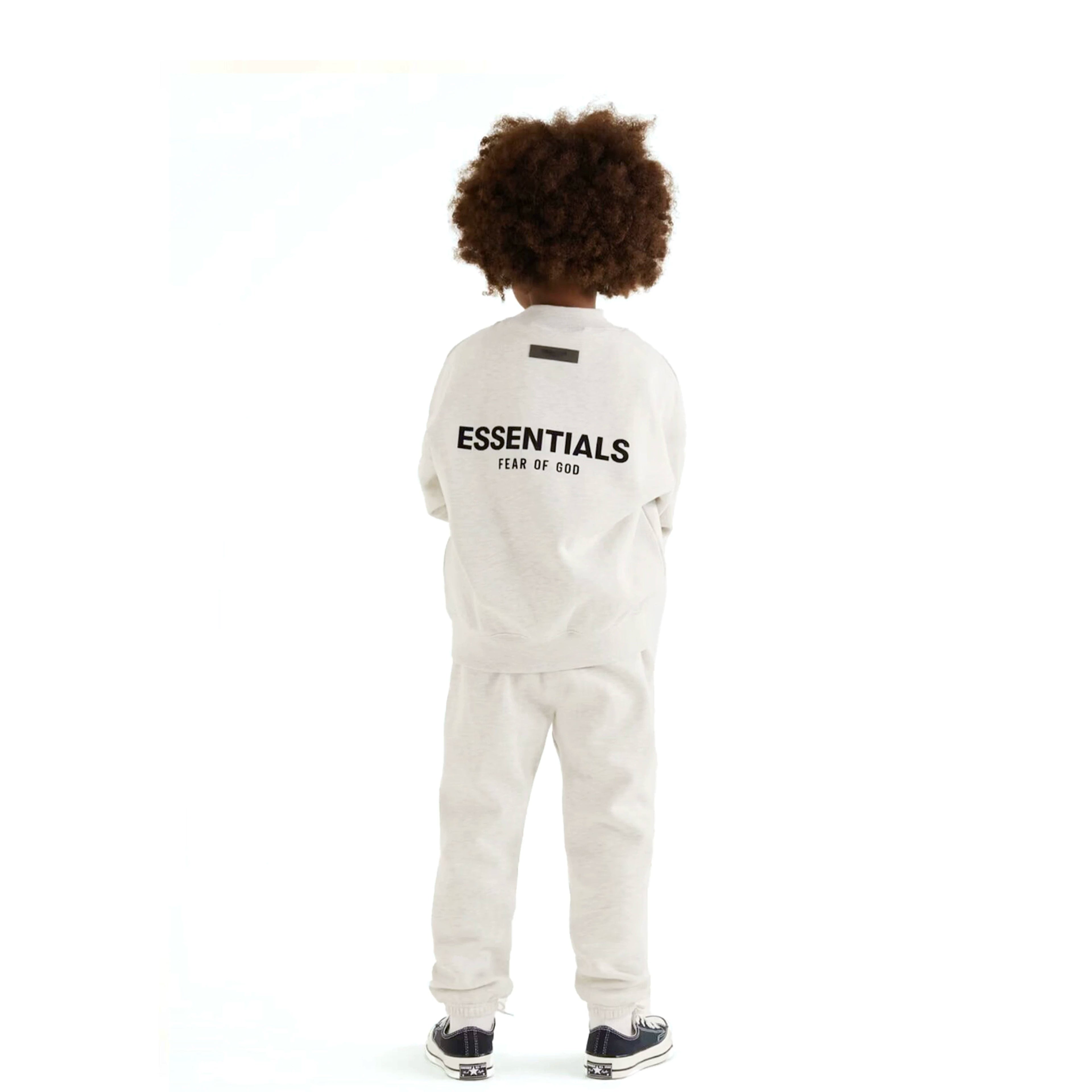 Essentials Children's Round Neck Hoodie 24ss Oat Color Trendy Brand Men's and Women's Loose Round Neck Fleece Set