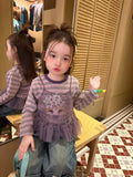 kiai童装2026秋季新款女童小童韩版直筒牛仔裤条纹网纱两件套T恤