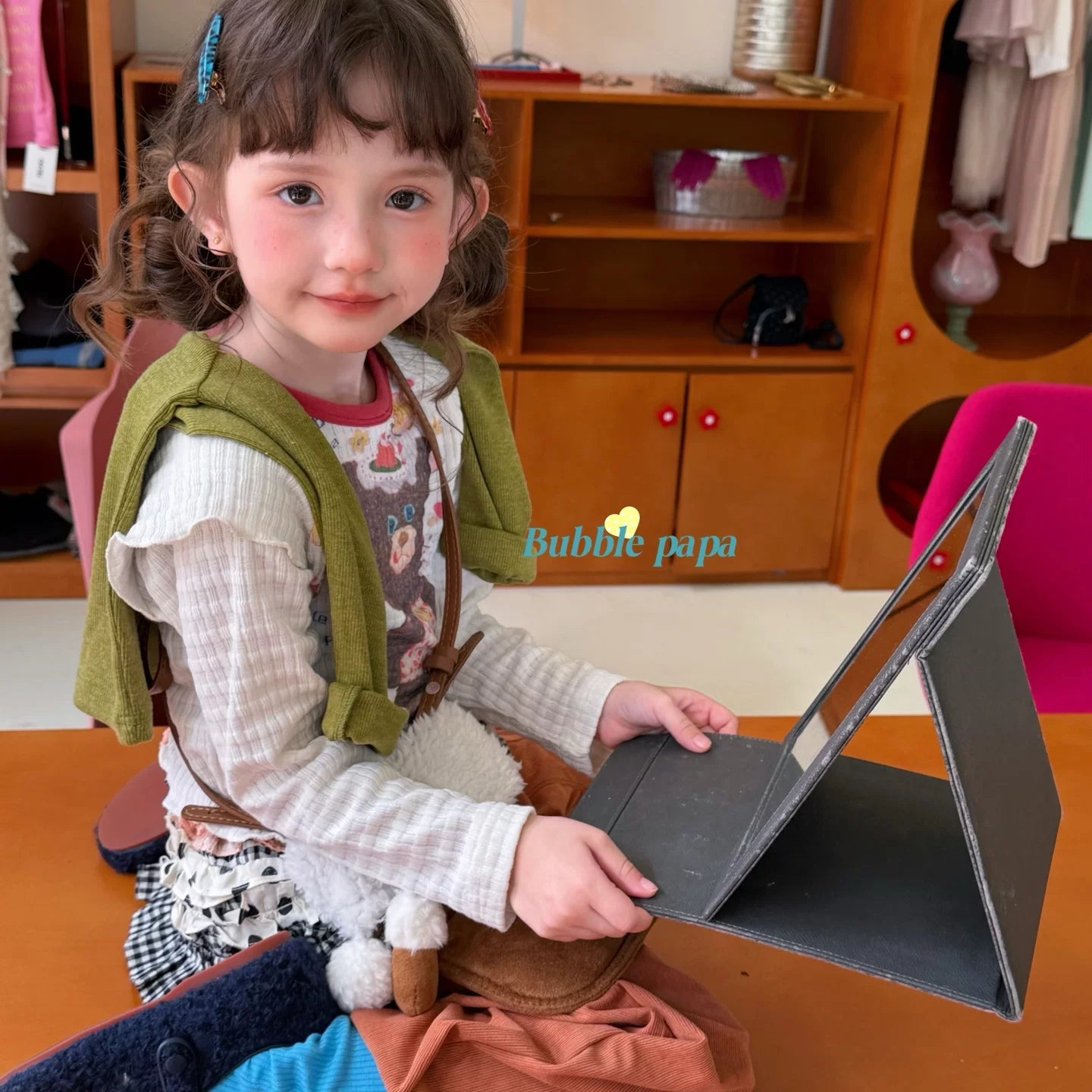 2026 Autumn Collection Girls' and Children's Dopamine Sweet and Cute Printed Fake Two piece Long sleeved T-shirt Korean Edition Casual Pants