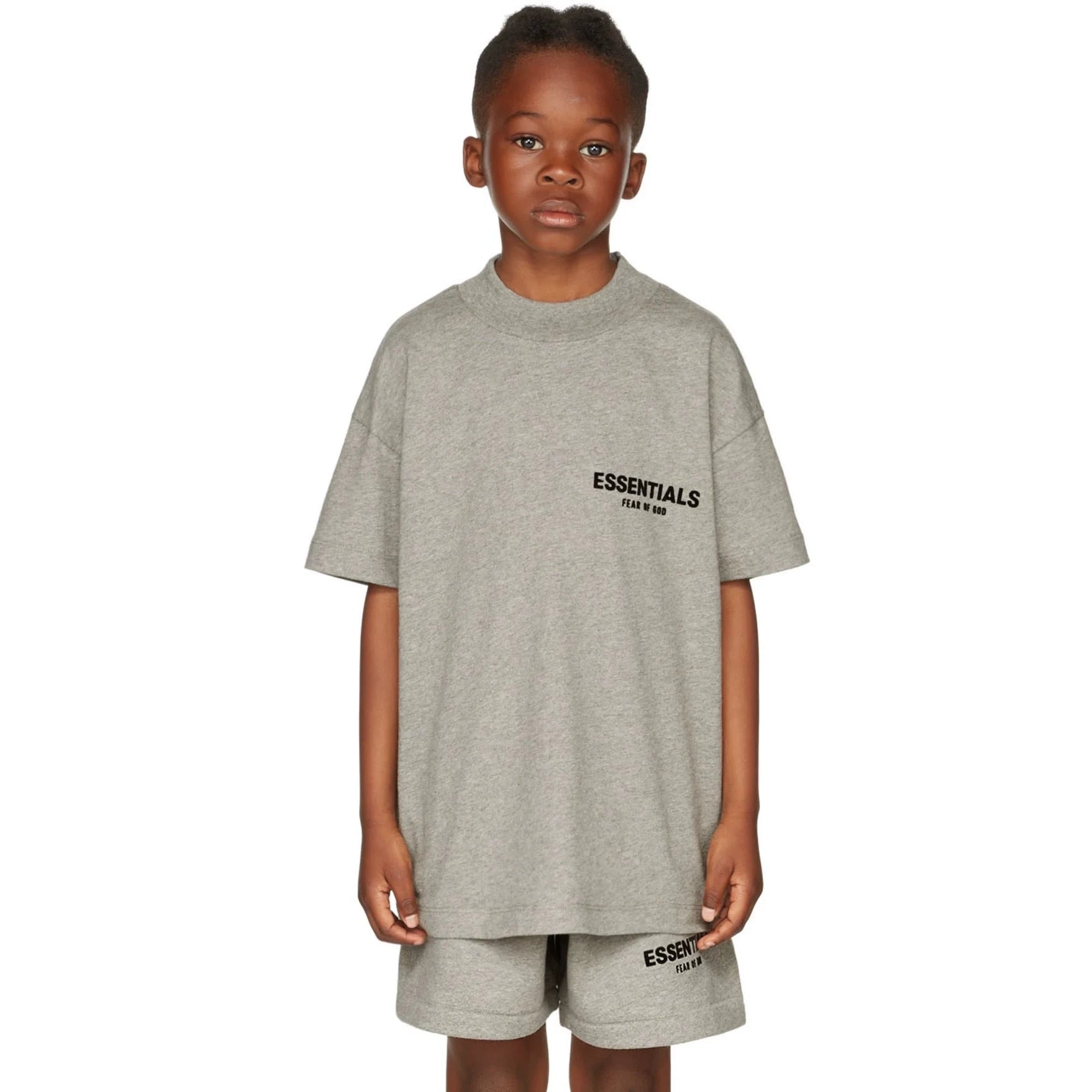 Essentials children's short-sleeved T-shirt 24ss shallow-skinned oatmeal boys and girls summer trendy children's clothing set casual