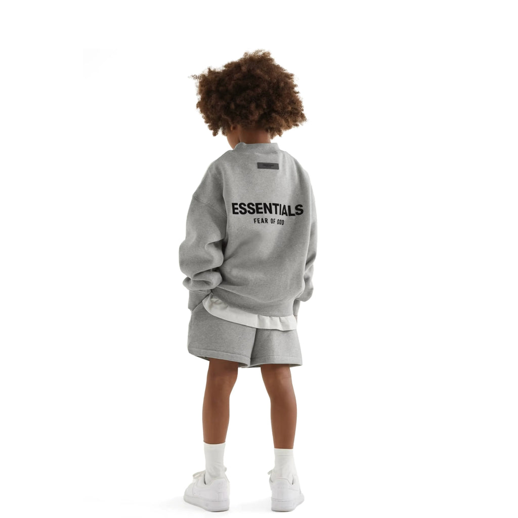 Essentials Children's Round Neck Hoodie 24ss Oat Color Trendy Brand Men's and Women's Loose Round Neck Fleece Set