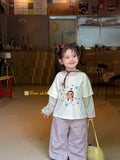 AH Children's Clothing 26 Autumn Edition Girls' and Children's Jade Star Cartoon Printed Fake Two piece Long sleeved T-shirt Korean Edition Casual Pants
