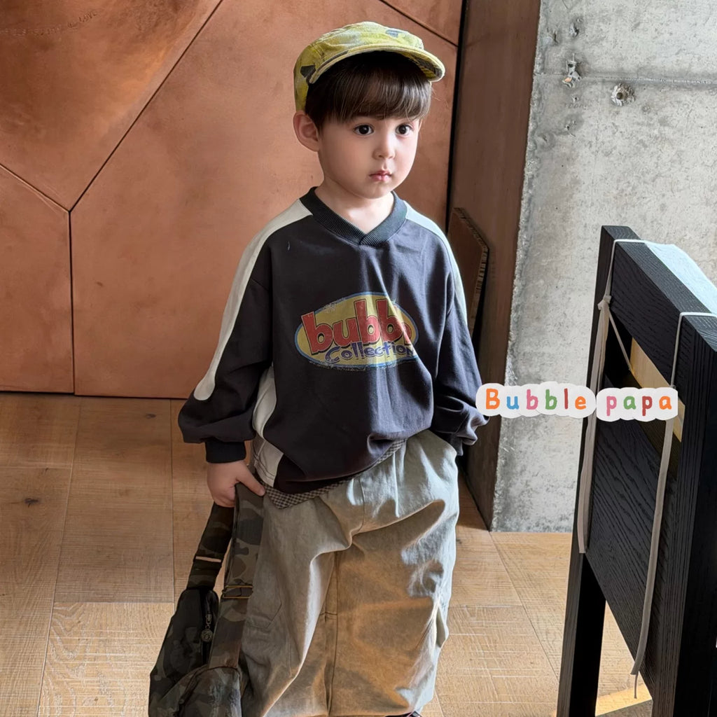 26 Autumn style children's clothing, boys' and children's American casual loose letter printed long sleeved T-shirt, Korean version workwear casual pants